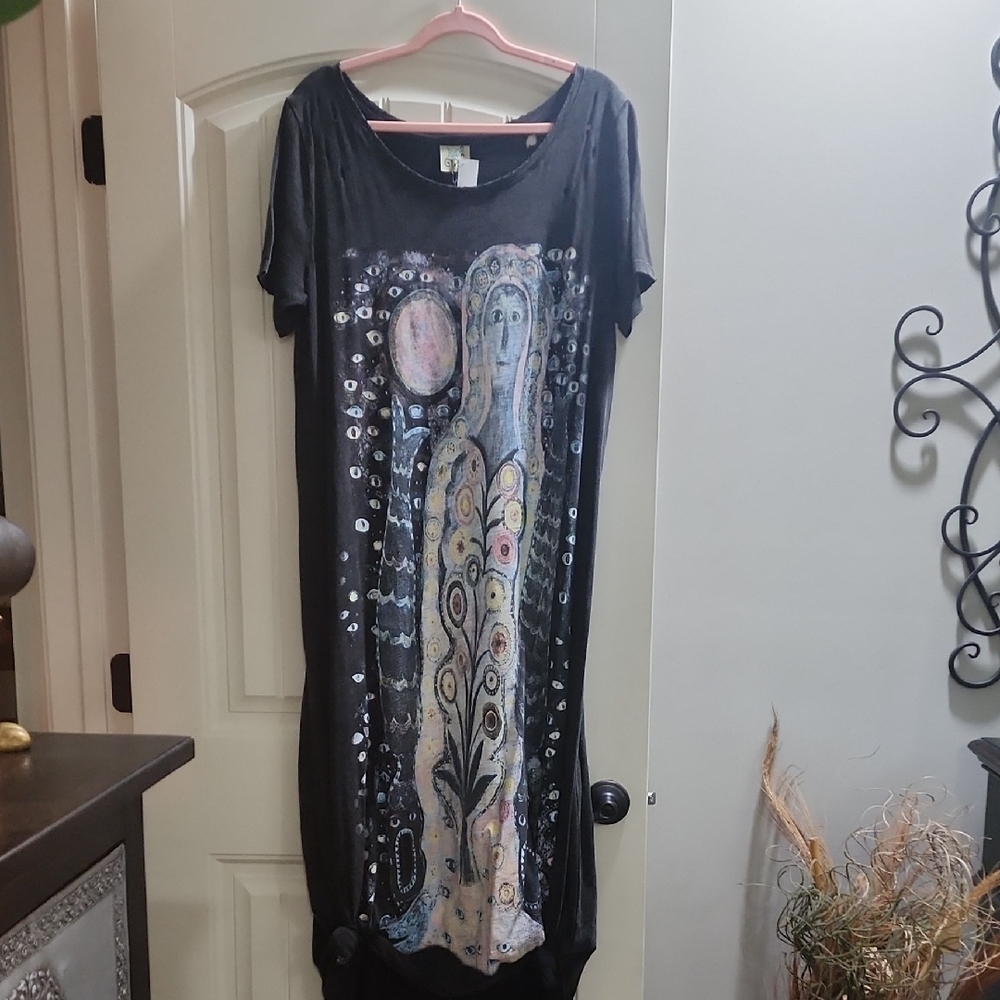 Artistic Black Dress with Abstract Design